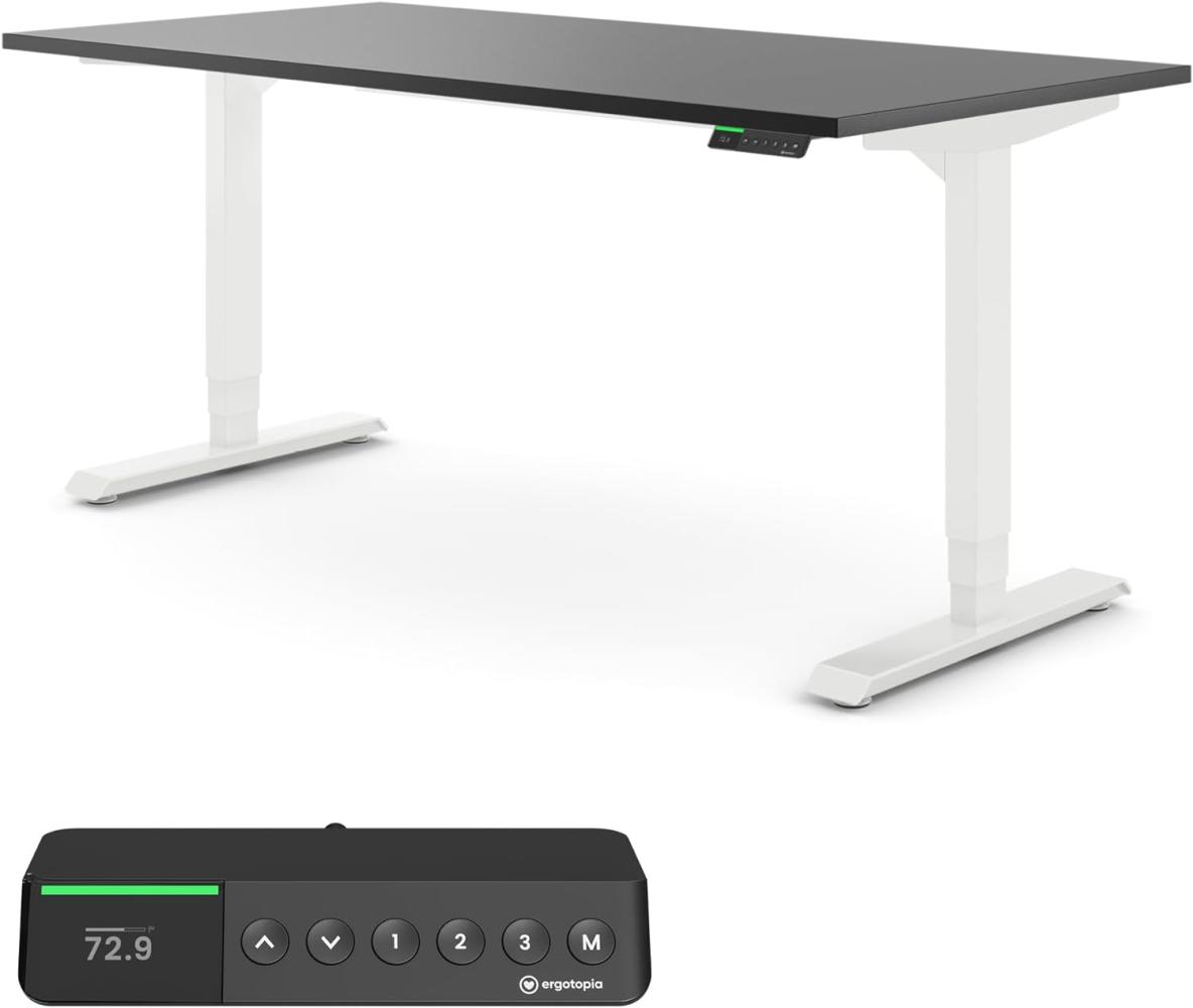 Desktopia Pro X - Elektrisch höhenverstellbarer Schreibtisch / Ergonomischer Tisch mit Memory-Funktion, 7 Jahre Garantie - (Schwarz, 180x80 cm, Gestell Weiß) Bild 1
