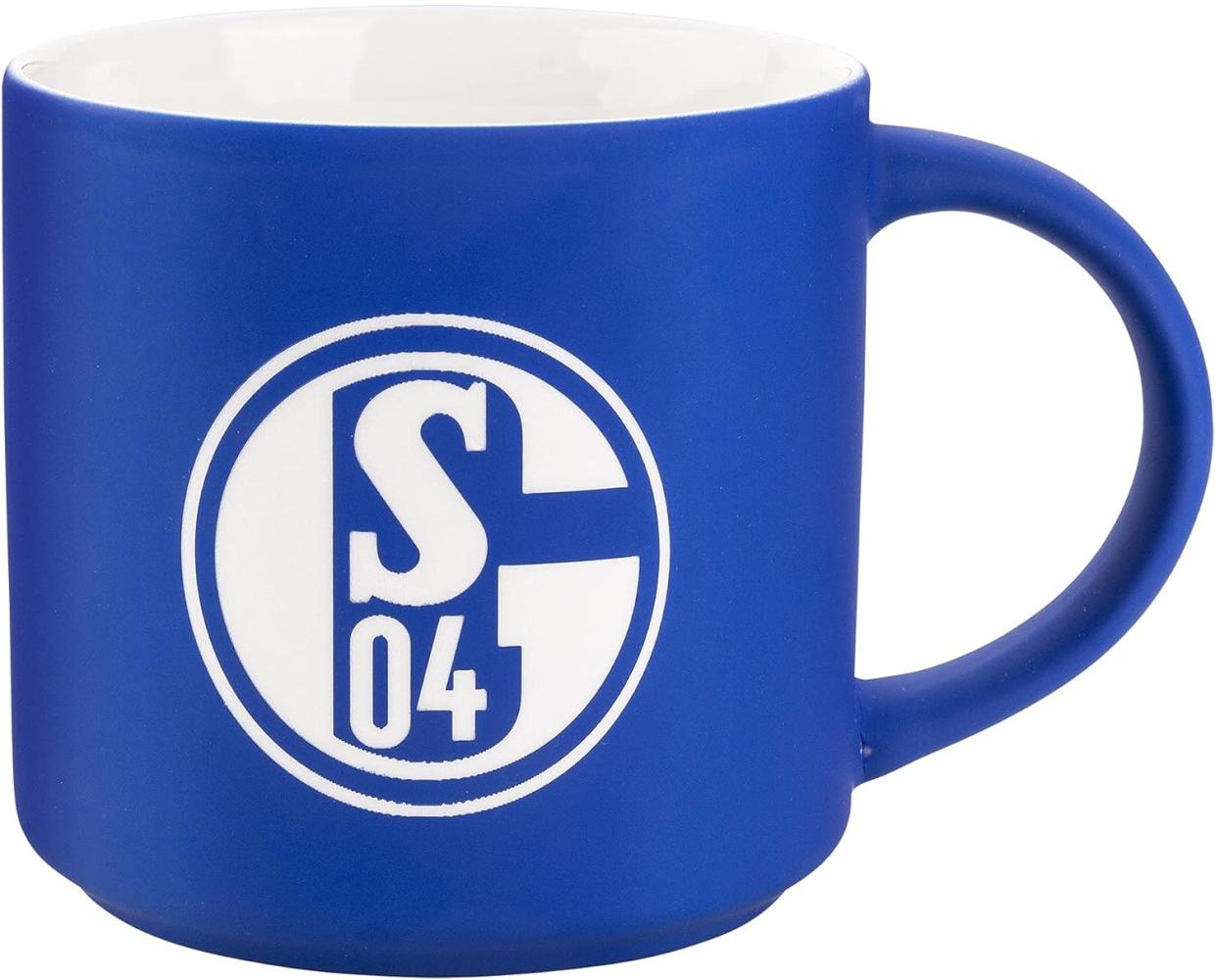 FC Schalke 04 Kaffeebecher Logo-Gravur 300 ml blau/ weiß Bild 1