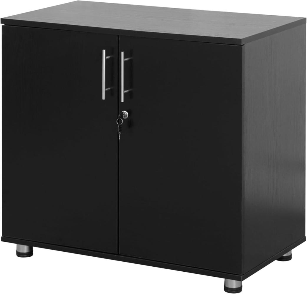 MMT Furniture Ltd schwarz aufbewahrungsschrank – mehrzweckschrank - 2 türiger Büroschrank - Akten Büroschrank mit einlegeböden – abstellschrank (80D x 45W x 73H inches) Bild 1