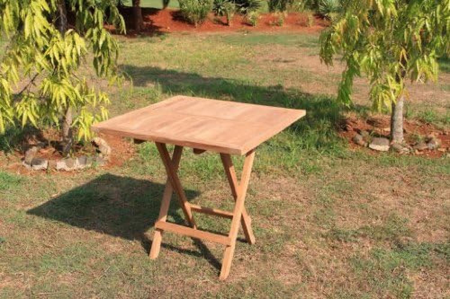 Premium Teak Tisch quadratisch Gartentisch Garten klappbar Beistelltisch 80x80cm Bild 1