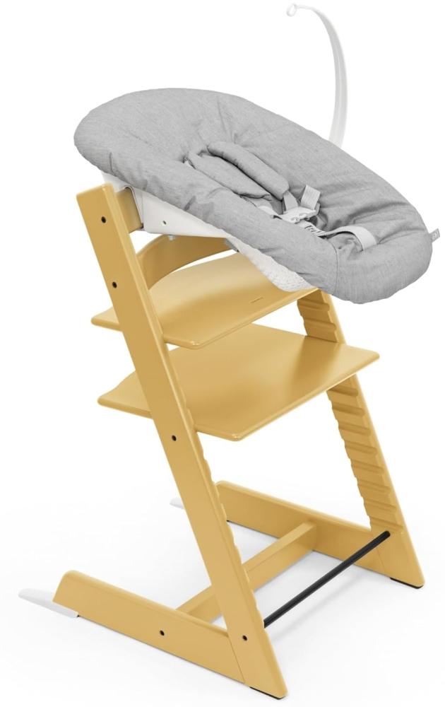 Tripp Trapp Stuhl von Stokke (Sunflower) mit Newborn Set (Grey) - Für Neugeborene bis zu 9 kg - Gemütlich, sicher & einfach zu verwenden Bild 1