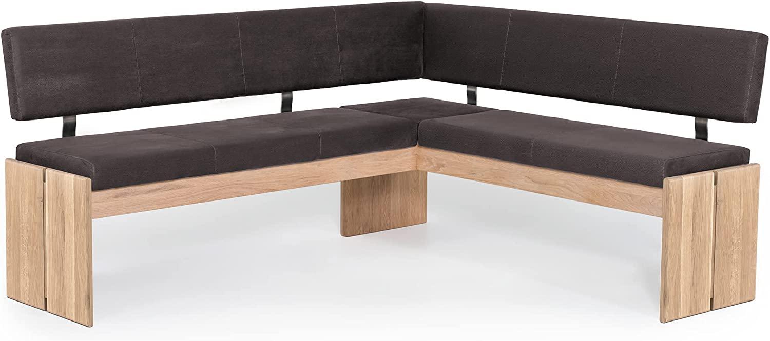 Möbel-Eins SIRION Eckbank mit Truhe aus Eiche, Material Massivholz/Bezug Mikrofaser 224 x 167 cm dunkelbraun Bild 1