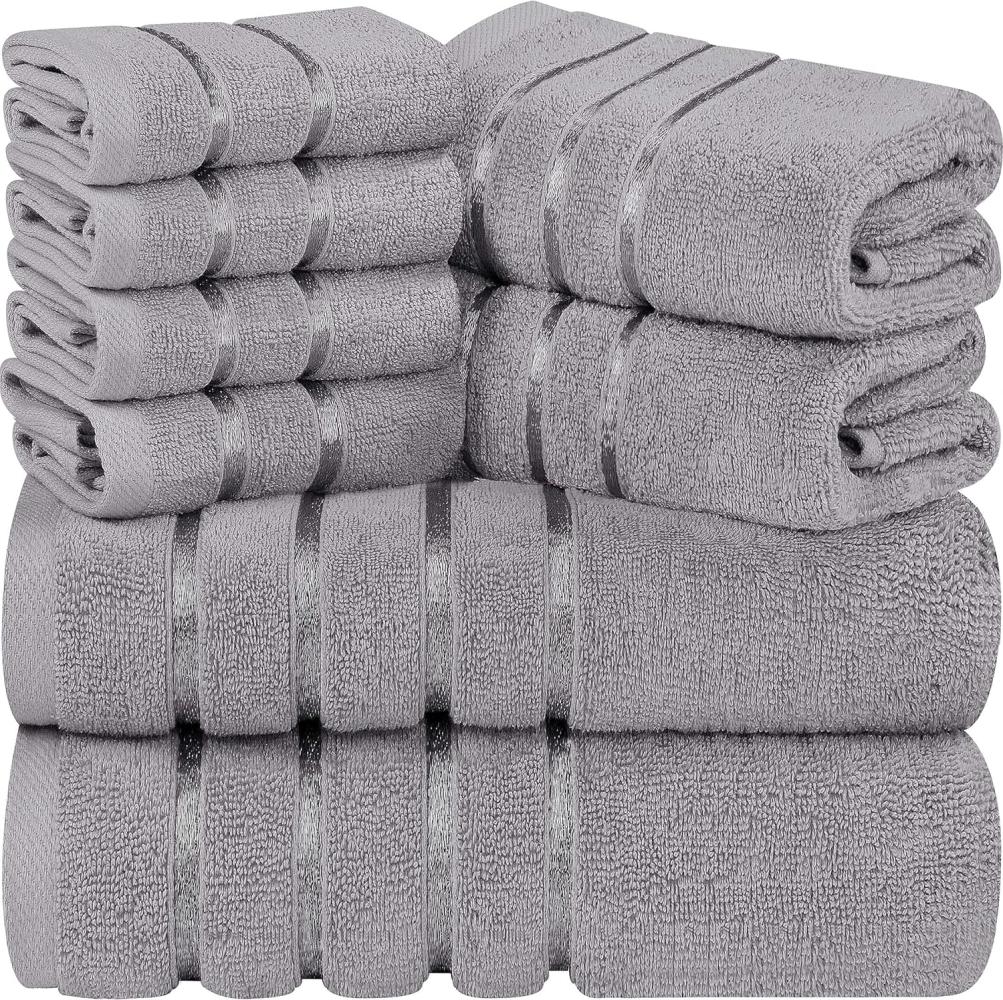 Utopia Towels - 8er-Pack Handtuch-Set mit Aufhängeschlaufe aus 97% Baumwolle, saugfähig und schnell trocknend 2 Badetücher, 2 Handtücher, 4 Waschlappen (Kühl Grau) Bild 1