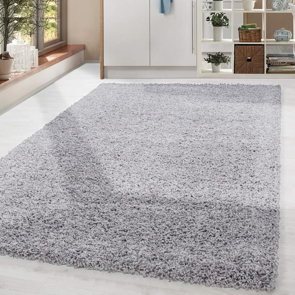 HomebyHome Shaggy Hochflor Wohnzimmerteppich Läufer 80x250 cm Hellgrau - Flur Teppich Flauschig, Modern, Plüsch und Extra Weich - Ideal als Bettvorleger im Schlafzimmer und als Küchenläufer Bild 1