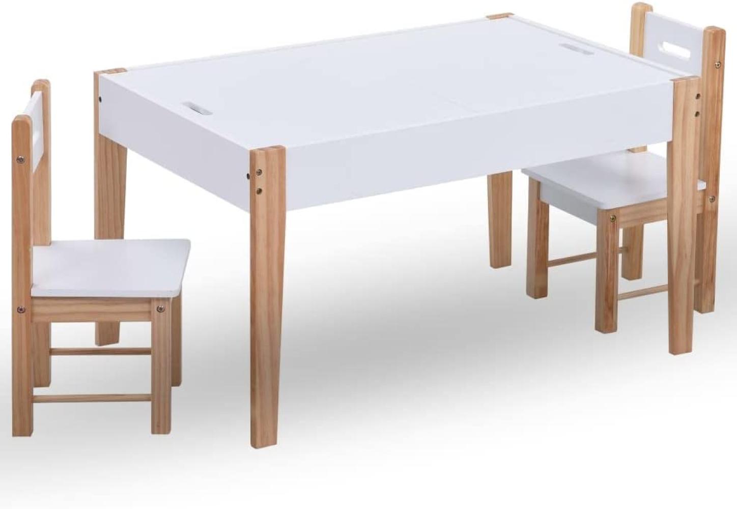 3-tlg. Kinder-Kreidetafel-Tisch und Stuhl-Set Schwarz und Weiß Bild 1