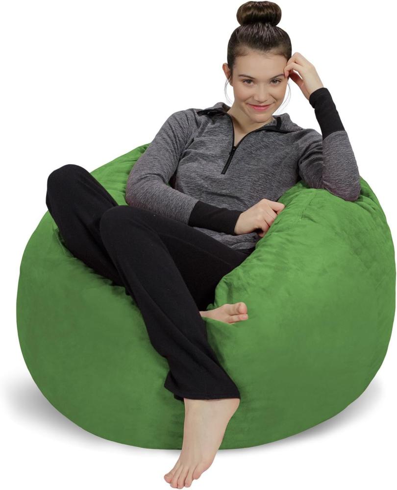 Sofa Sack L-Das Neue Komforterlebnis Sitzsack mit Memory Schaumstoff Füllung-Perfekt zum Relaxen im Wohnzimmer oder Kinderzimmer-Samtig weicher Velour Bezug in Limonengrün Bild 1