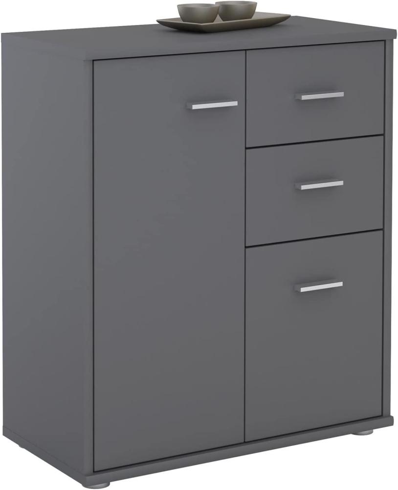 CARO-Möbel Kommode Locarno Highboard Bürokommode mit 2 Schubladen und 2 Türen in grau anthrazit Bild 1
