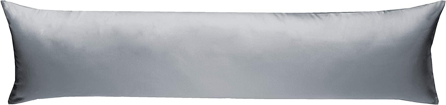 Mako-Satin Seitenschläferkissen Bezug uni / einfarbig grau 40x145 cm von Bettwaesche-mit-Stil Bild 1