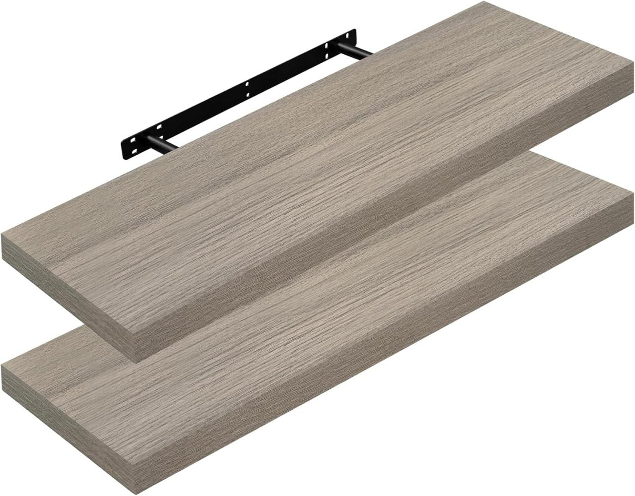 WOLTU 2X Wandregal Wandboard Bücherregal Regale für Deko Wandablagen aus MDF Holz, 2er Set Hängeregal Graue Holzoptik, 80x22. 9x3. 8cm Bild 1