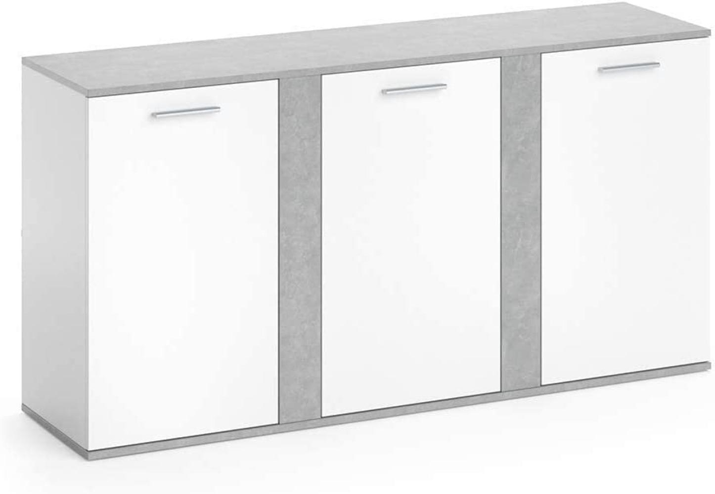 Vicco Sideboard Novelli Highboard Kommode Anrichte Schrank 3 Türen Weiß Beton Bild 1