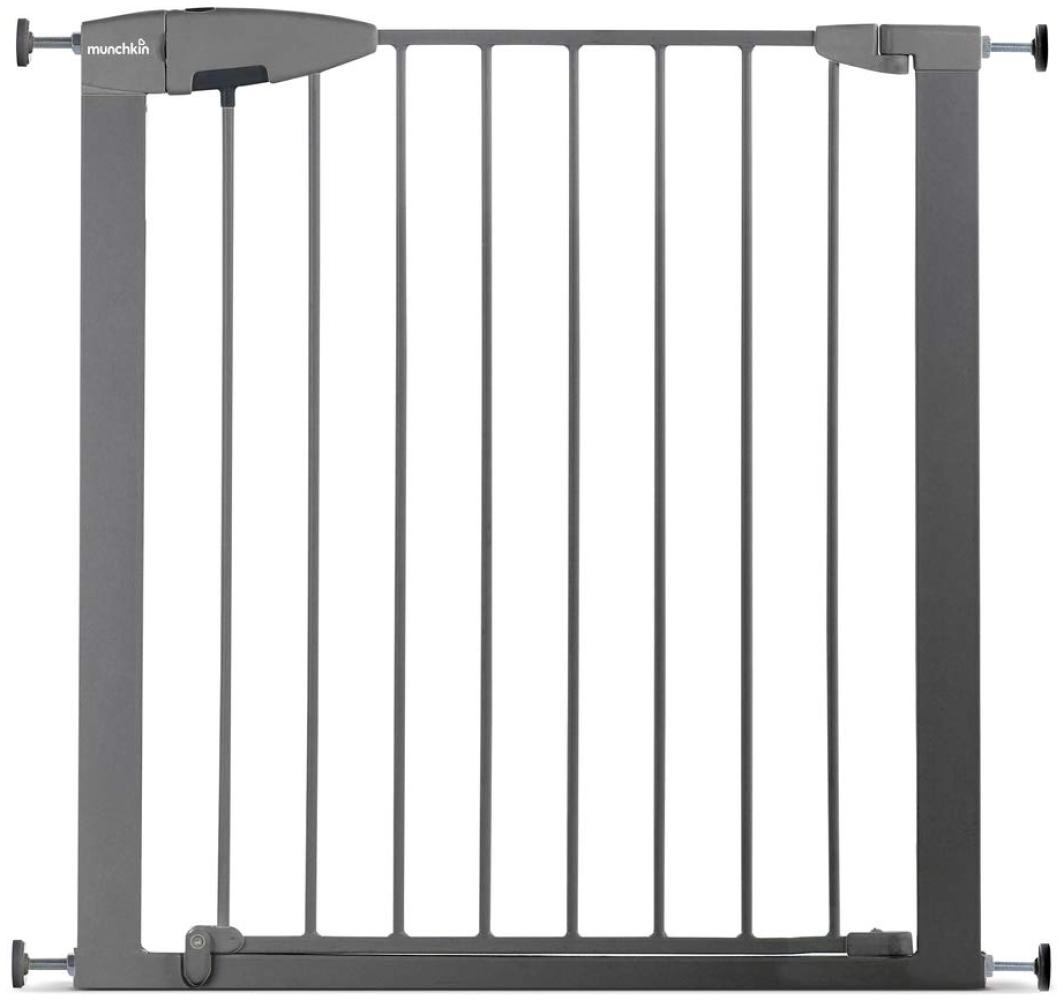 Munchkin Easy Lock Tür-/Treppenschutzgitter mit Druckbefestigung, 73 - 79 cm, erweiterbar auf 114 cm mit Verlängerung, Metall, silber Bild 1