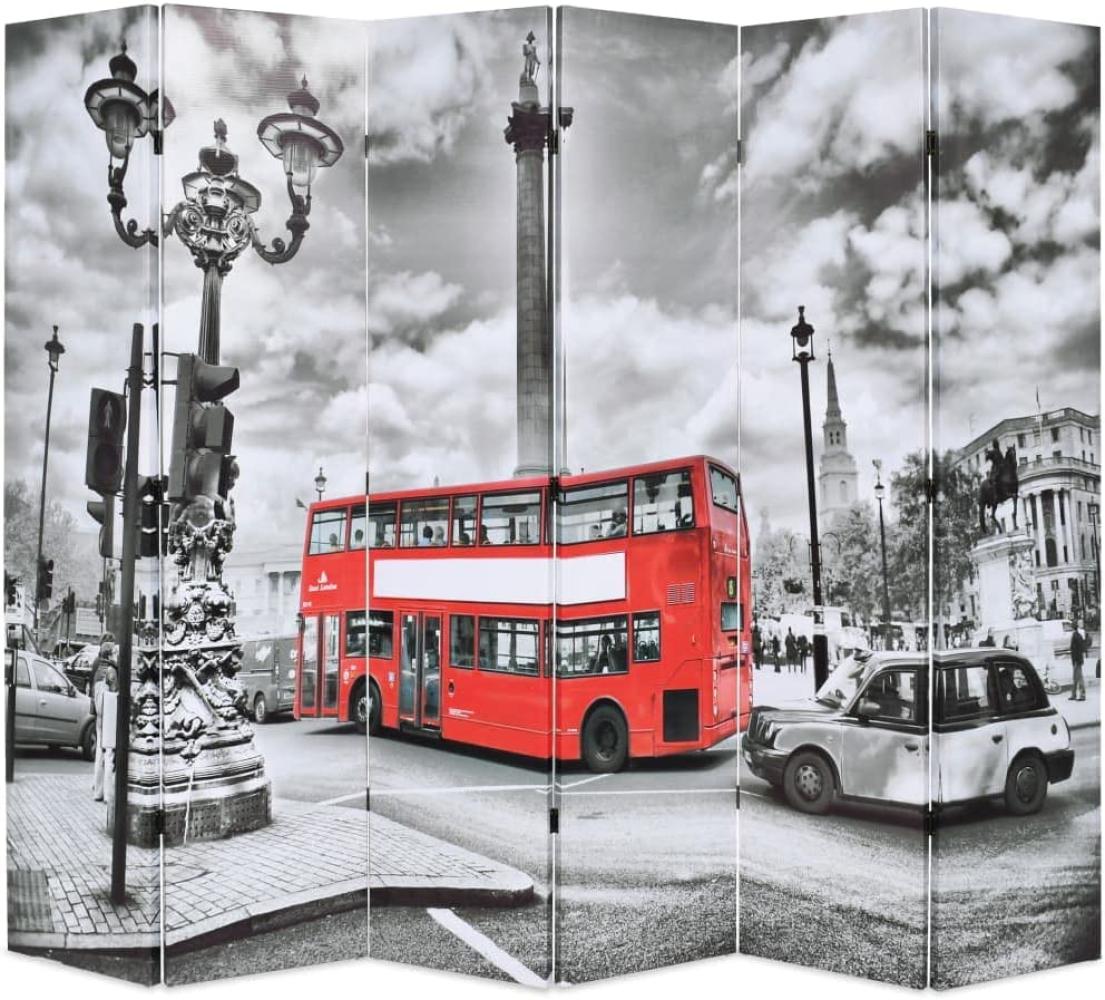 Raumteiler klappbar 228 x 170 cm London Bus Schwarz-Weiß Bild 1