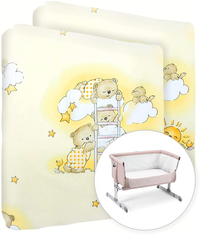 Baby Comfort Spannbetttuch für Kinderbett, 100 % Baumwolle, für 83 x 50 cm, Gelb, 2 Stück Bild 1
