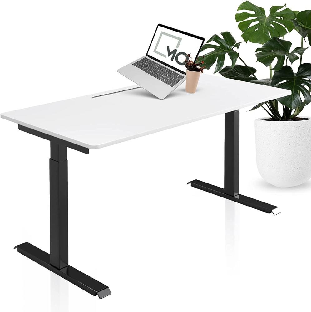 Der Luxoriöse - Elektrisch höhenverstellbarer Schreibtisch mit XXL Zubehörpaket (MO Six & 160 x 80 cm Tischplatte Weiß) Bild 1