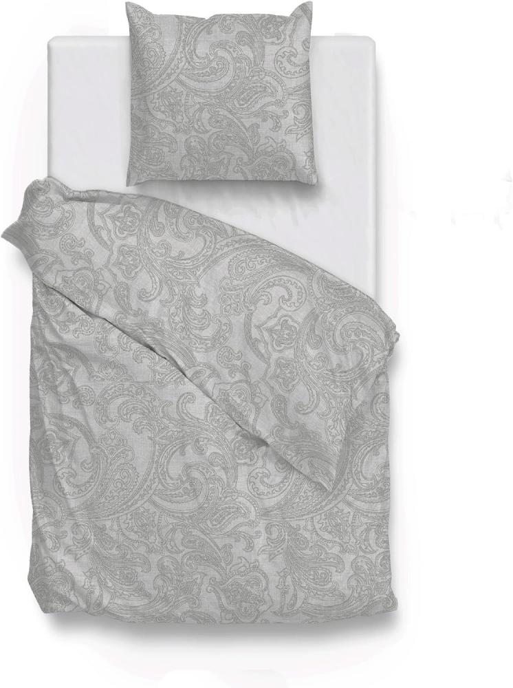 Zo! Home Cotton Bettwäsche 200x200 Paisley di Lino Dove grey silber grau meliert Bild 1