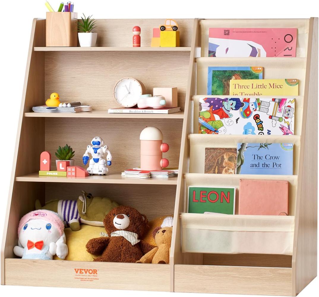 VEVOR 4-stöckiges Bücherregal aus Holz für Kinder, Sechsstöckiges Bücherregal, Baby-Aufbewahrungsregal, Bücher- und Spielzeug-Organizer-Schrank, für Kinderzimmer, Spielzimmer, Kindergarten Bild 1