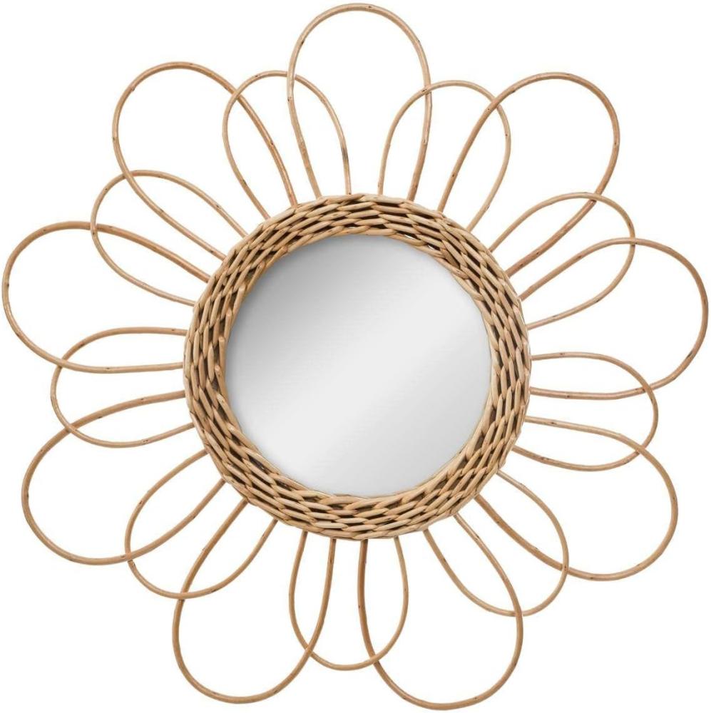Spiegel aus Rattan, Blume, Dm. 38 cm, beige Bild 1
