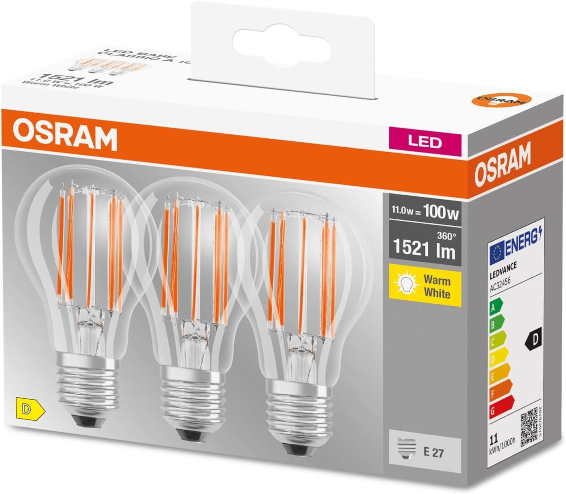 OSRAM LED BASE CLASSIC A Lampe klar (ex 100W) 11W / 2700K 3er Set Bild 1