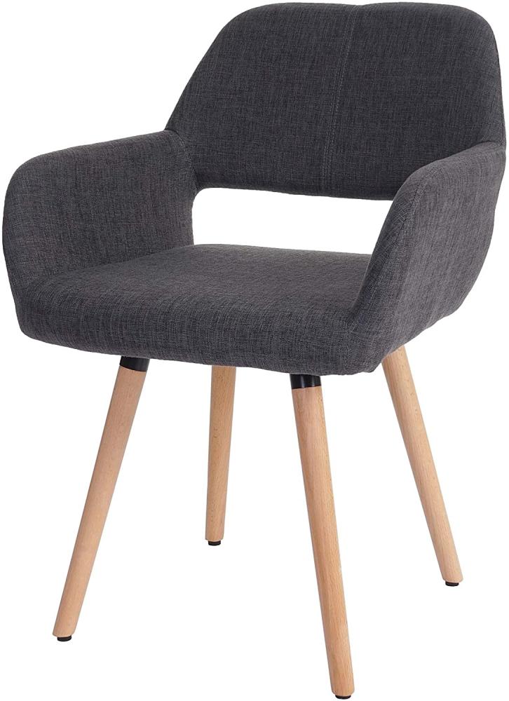 Esszimmerstuhl HWC-A50 II, Stuhl Küchenstuhl, Retro 50er Jahre Design ~ Textil, grau, helle Beine Bild 1