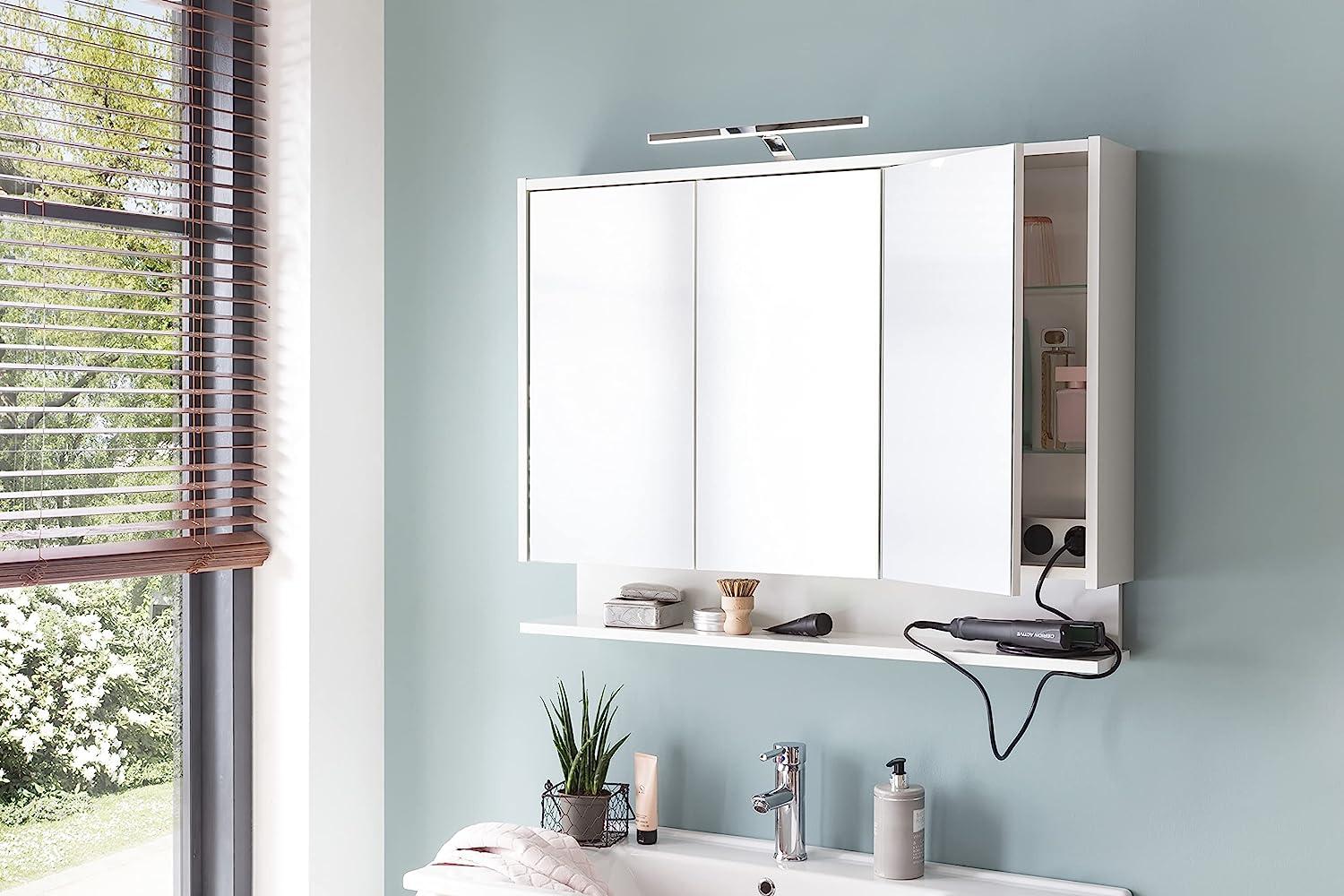 SCHILDMEYER Spiegelschrank Badspiegel Badschrank Spiegel inkl. LED Weiß glanz Bild 1