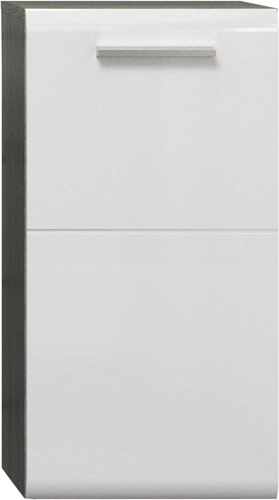 Badezimmer Unterschrank Riva in weiß Hochglanz und Rauchsilber grau 35 x 68 cm Bild 1