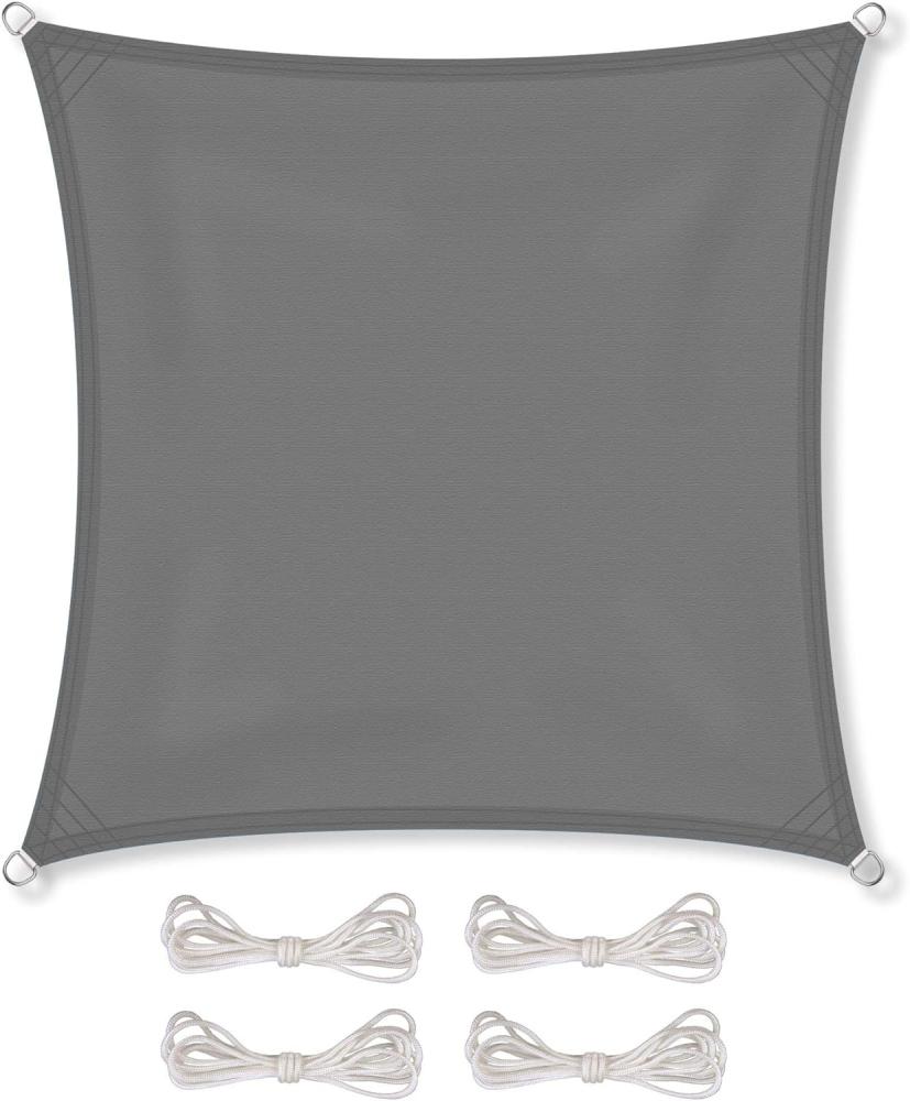 CelinaSun Sonnensegel inkl Befestigungsseile Premium PES Polyester wasserabweisend imprägniert Quadrat 3 x 3 m anthrazit Bild 1