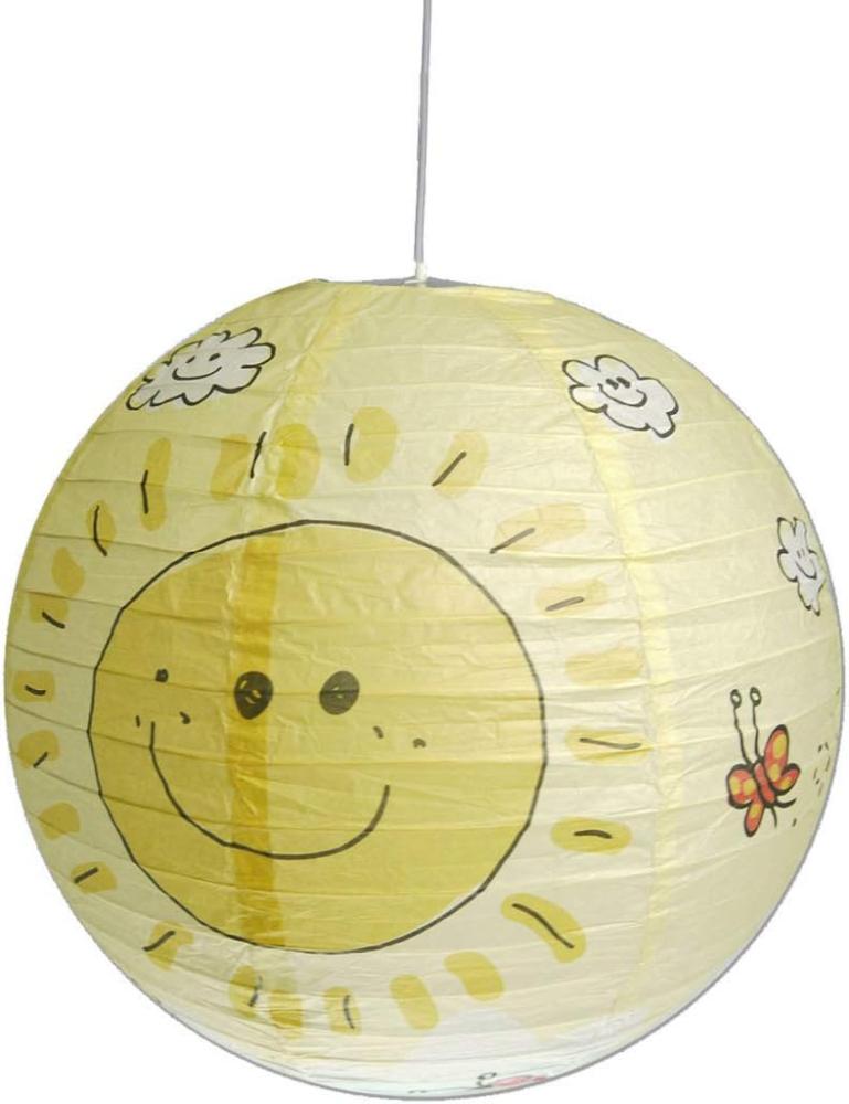 Kinder Papierlampe SONNEN Motiv Lampenschirm Ø40cm mit Aufhängung & LED Licht Bild 1