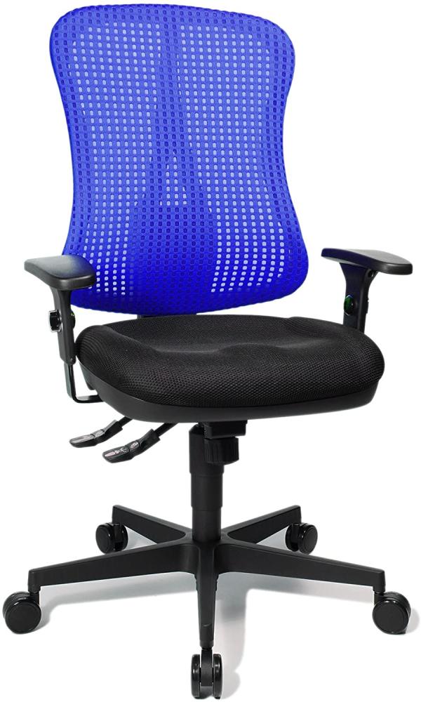 Topstar HE20PBC08 Head Point SY "P4", ergonomischer Bürostuhl, Schreibtischstuhl, Muldensitz, inkl. Armlehnen, Netzrücken, Stoffbezug schwarz/blau Bild 1