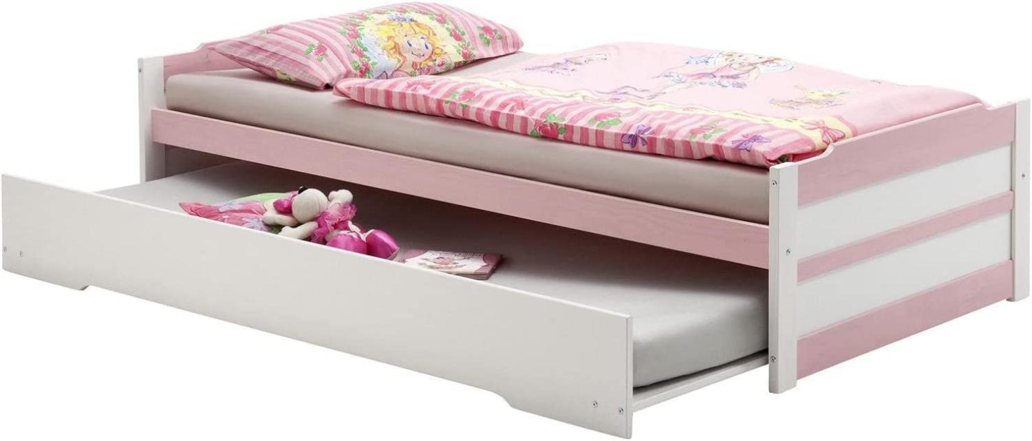 IDIMEX Ausziehbett Lorena weiß/rosa 90x200 cm Bett mit Stauraum Tagesbett Bild 1