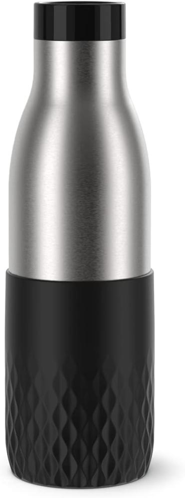 Emsa Bludrop Sleeve Trinkflasche mit Quick-Press Verschluss, Edelstahl Schwarz, 0,5l Bild 1