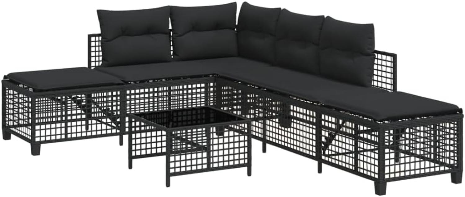 3-tlg. Garten-Ecksofa-Set mit Kissen Schwarz Poly Rattan 365444 Bild 1