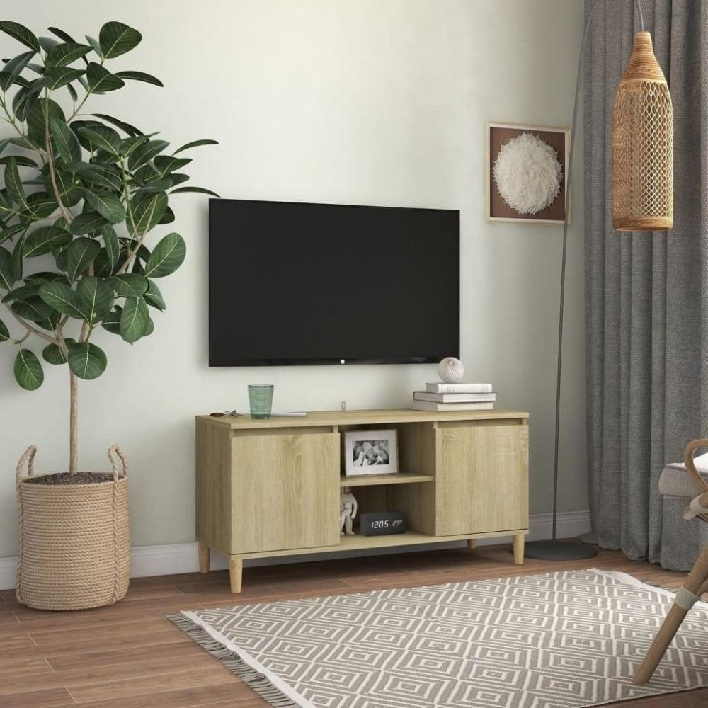 vidaXL TV-Schrank mit Massivholz-Beinen Sonoma-Eiche 103,5x35x50 cm Bild 1