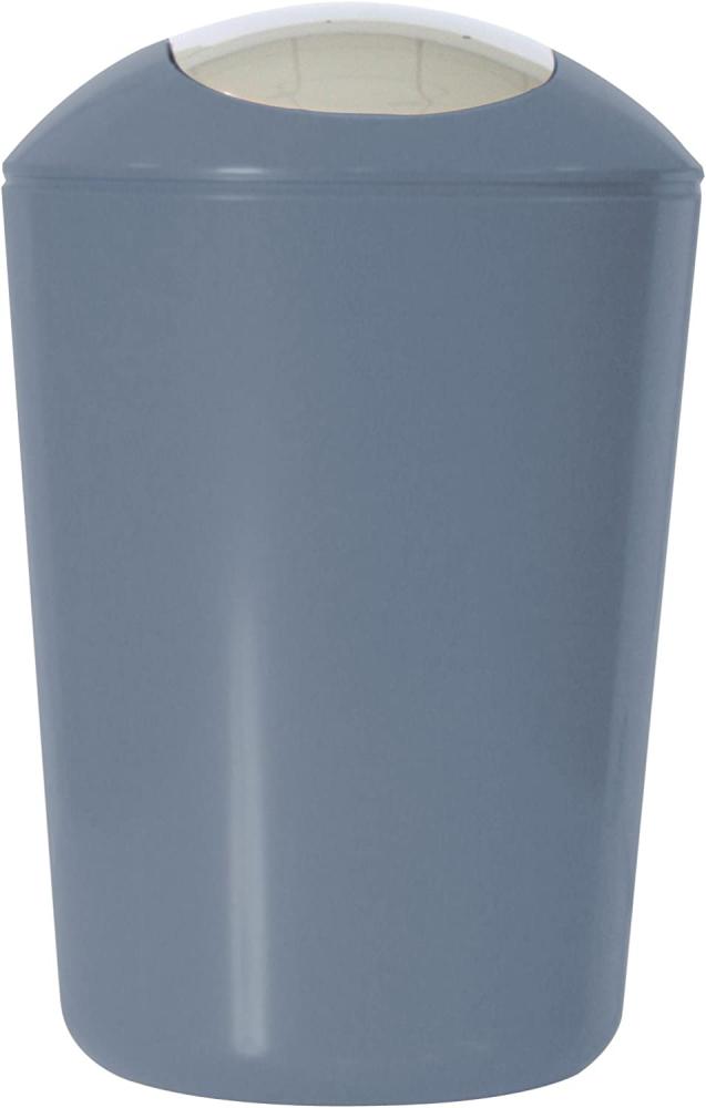 axentia Schwingdeckeleimer, ca. 5 L Kosmetikeimer aus grauem Kunststoff, geruchsaufhaltender Mülleimer mit verchromtem Schwingdeckel Bild 1