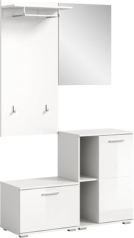 Garderobe Set 4-teilig Prego in weiß Hochglanz 110 x 191 cm Bild 1