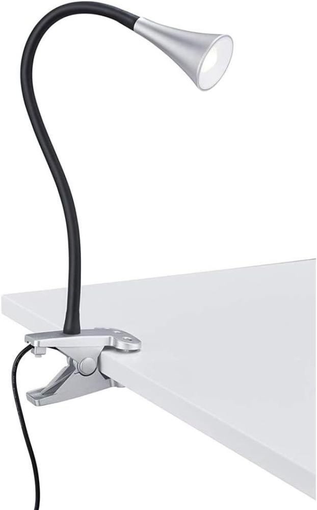 LED Klemmleuchte VIPER 1 flammig Kunststoff Schwanenhalslampe in Silber/Schwarz Bild 1