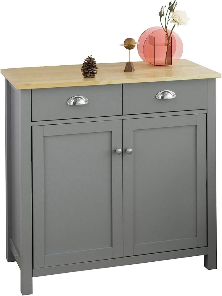 Sideboard mit 2 Schubladen und 2 Türen Kommode Küchenschrank Grau FSB25-HG Bild 1