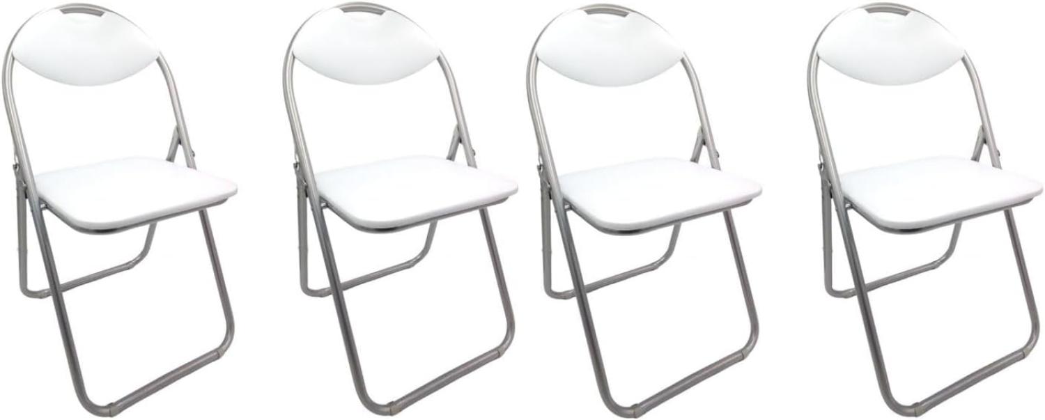 4x Metall Klappstühle weiß Gästestühle Stuhl Gäste Besucherstuhl Gartenstuhl Bild 1
