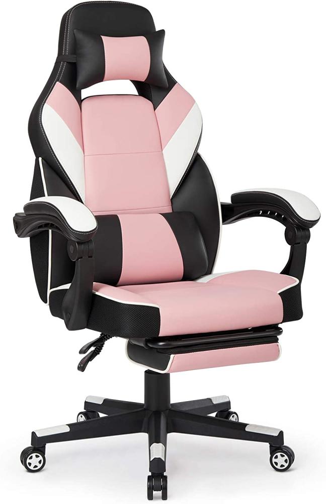 IntimaTe WM Heart Racing Stuhl mit Hoher Rückenlehne, Ergonomischer Gaming Stuhl, Bürostuhl aus Kunstleder (Pink) Bild 1