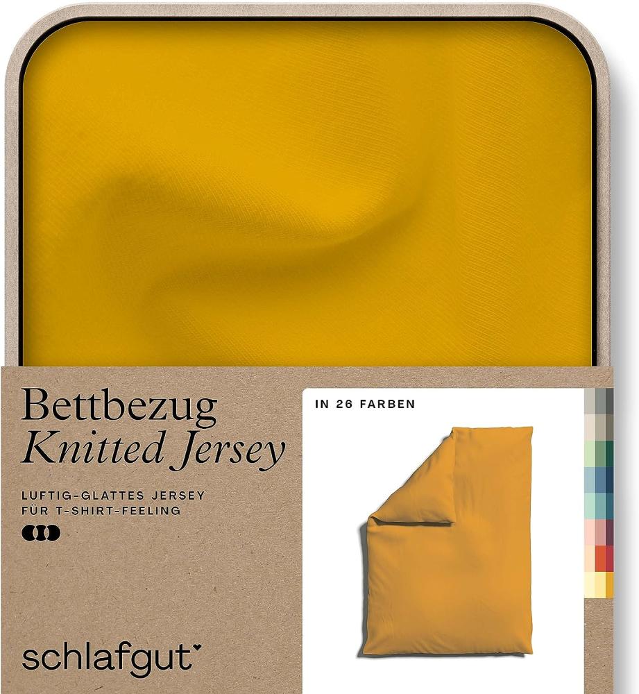 Schlafgut Knitted Jersey Bettwäsche | Bettbezug einzeln 135x200 -140x200 cm | yellow-deep Bild 1
