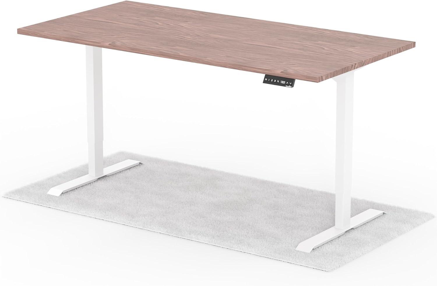 elektrisch höhenverstellbarer Schreibtisch DESK 180 x 90 cm - Gestell Weiss, Platte Walnuss Bild 1