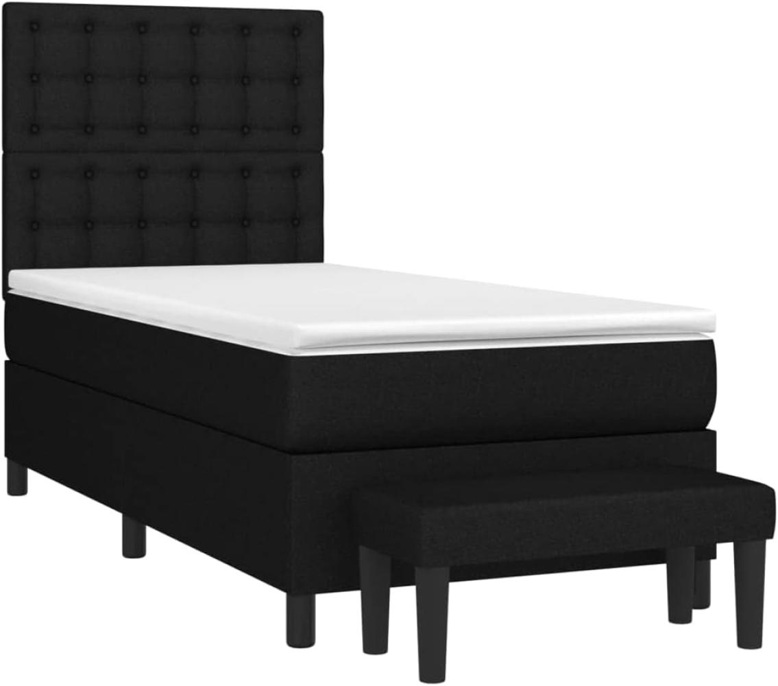 Boxspringbett mit Matratze Schwarz 90x200 cm Stoff (Farbe: Schwarz) Bild 1