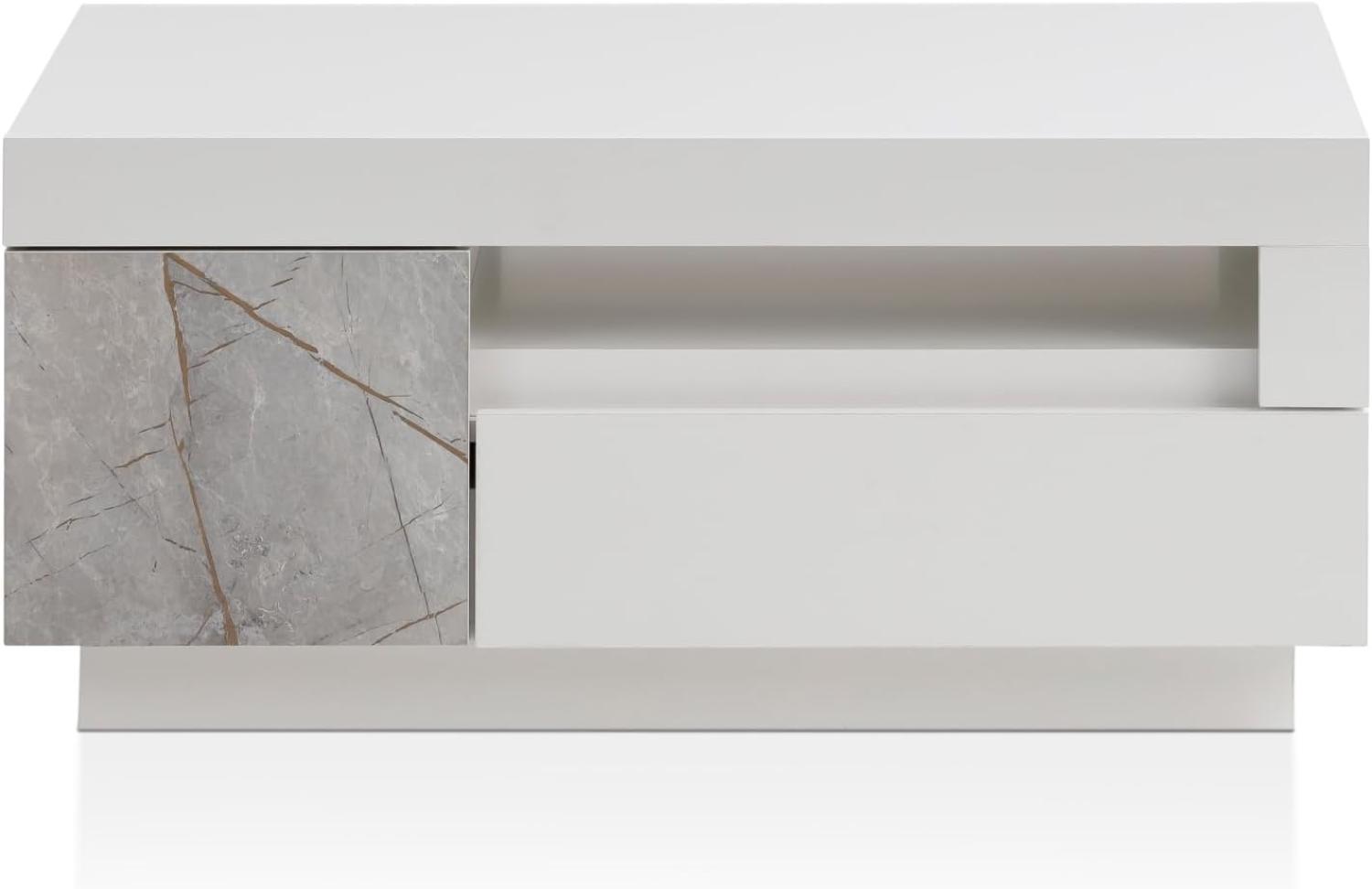 IMV 'Airen' Couchtisch, Holzwerkstoff weiß/graue Marmoroptik, 100 x 60 cm, FSC® zertifiziert Bild 1