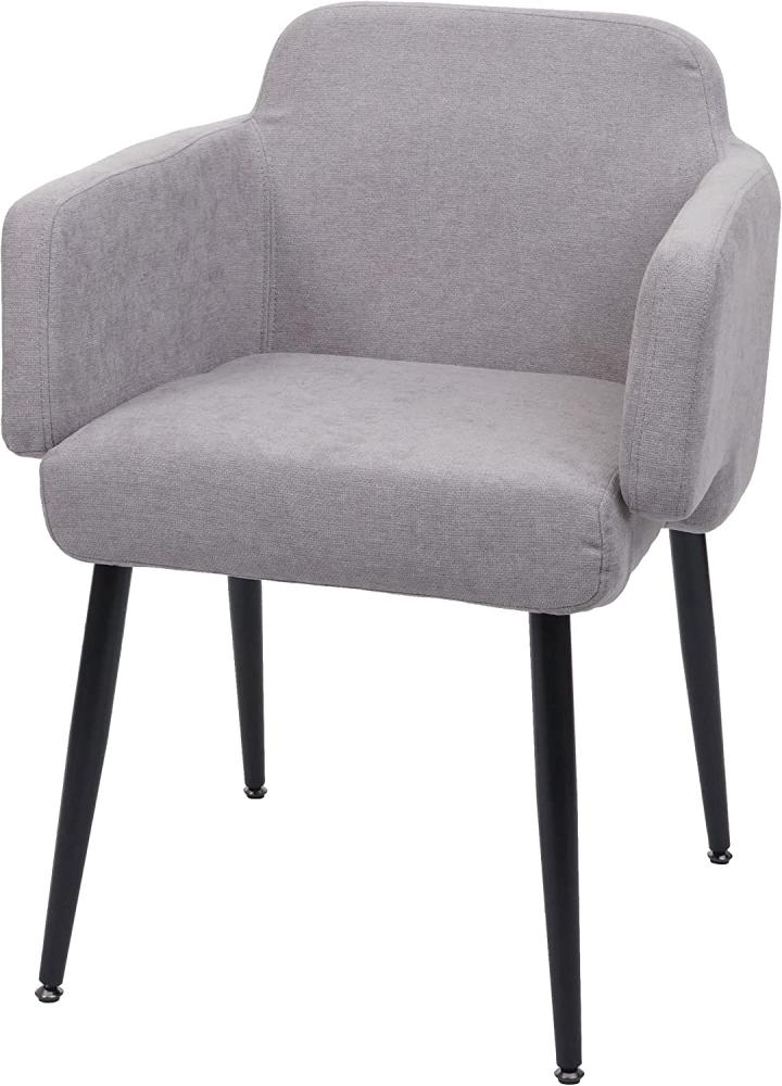 Esszimmerstuhl HWC-L13, Polsterstuhl Küchenstuhl Stuhl mit Armlehne, Stoff/Textil Metall ~ grau Bild 1