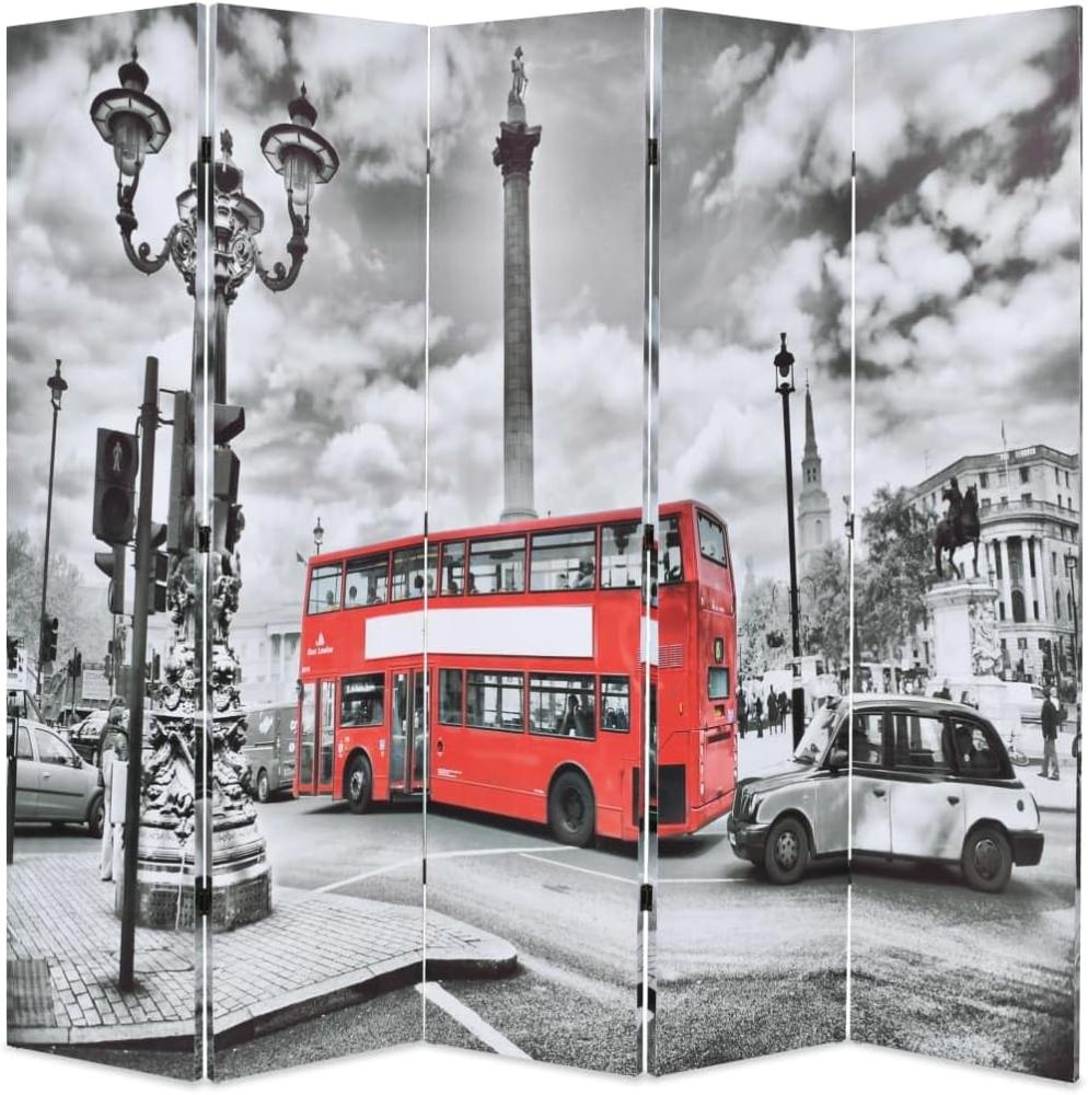 Raumteiler klappbar 200 x 170 cm London Bus Schwarz-Weiß Bild 1