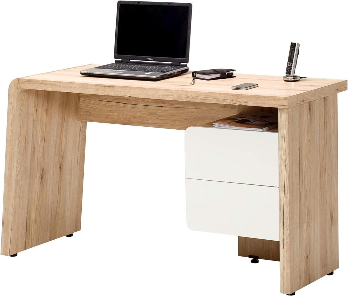 Jahnke Maggiore - Schreibtisch mit 2 Schubladen, 130 x 50 x 75 cm, Weiß-/San Remo-Eichen-Effekt Bild 1