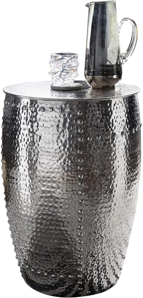 Wohnling Beistelltisch PADRO 41,5 x 62 x 41,5 cm Aluminium Dekotisch orientalisch rund, silber Bild 1