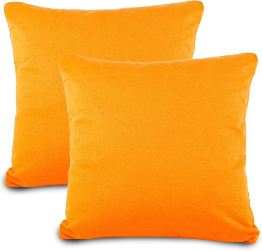 aqua-textil Classic Line Kissenbezug 2er-Set 80 x 80 cm orange Baumwolle Kissen Bezug Reißverschluss Jersey Kissenhülle Bild 1