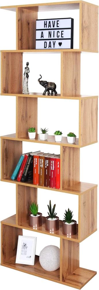 RICOO Standregal 192 x 70 x 25 cm Eiche braun – Bücherregal Raumteiler Wohnzimmer WM070-EW Bild 1