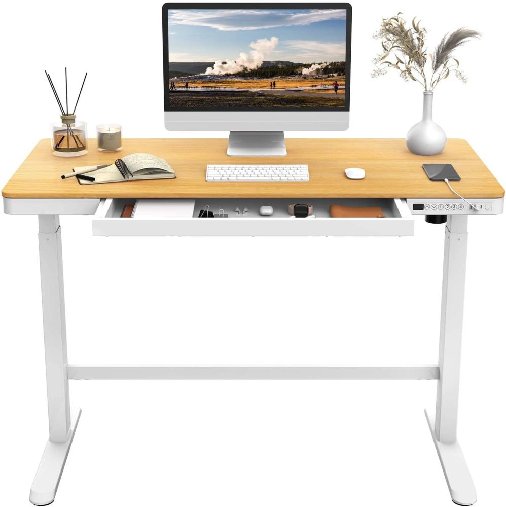Flexipot Elektrisch Höhenverstellbarer Schreibtisch mit Touch Funktion & USB, Elektrischer Schreibtisch, Glas Tischplatte Bild 1