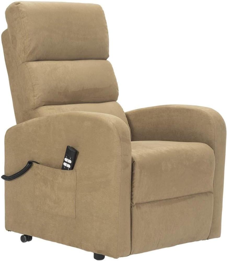 POLTRONE ITALIA Jessica1 Sessel mit aufstehhilfe Medizinisches Gerät 4 Räder Mikrofedersitz Flauschige fernsehsessel elektrisch schlafsessel Kamel Bild 1